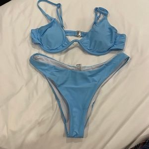 light blue underwire bikini set